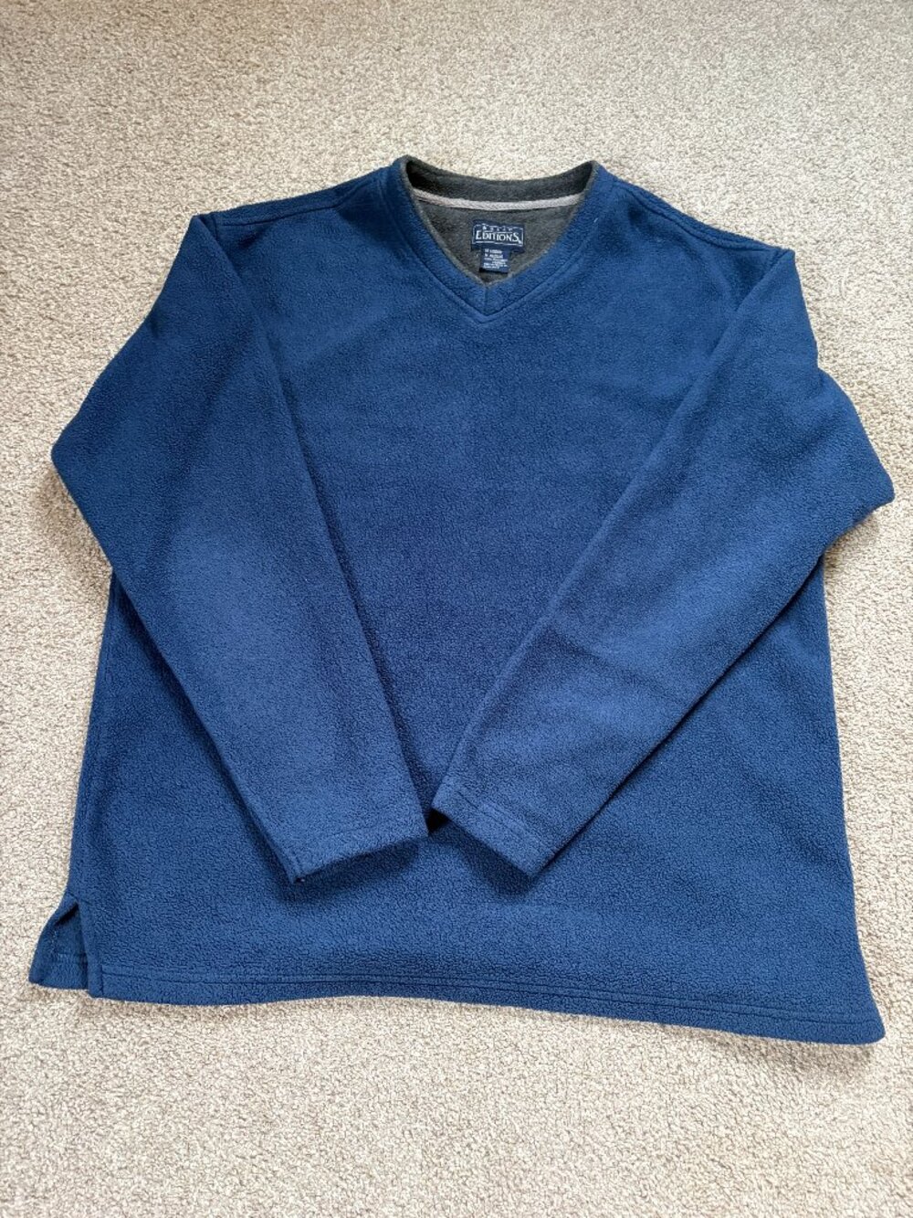 Vintage Basic Editions Fleece Sweater V-Neck Blue [Medium] Comfy Pullover EUC